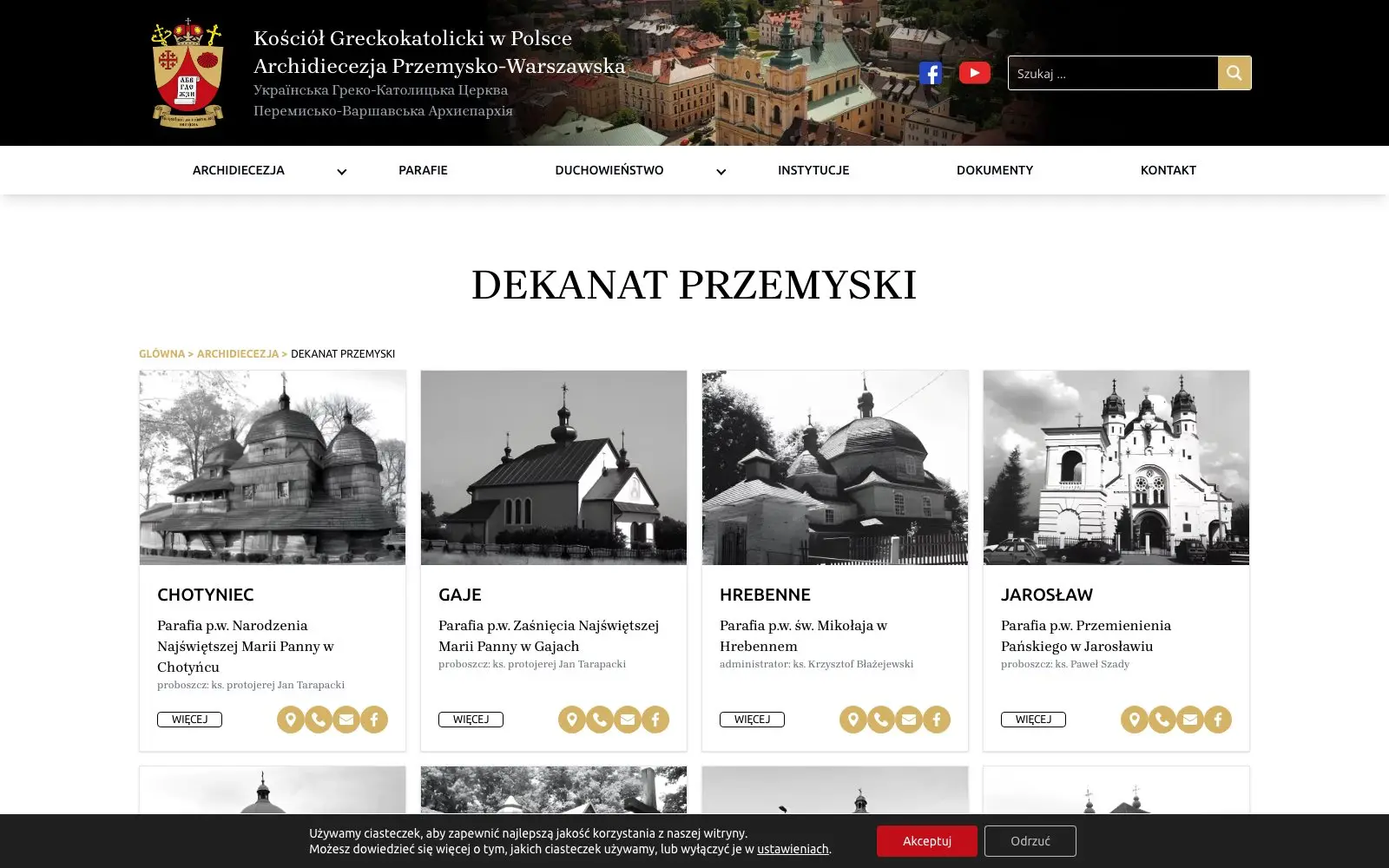 Strona dekanatu w widoku desktopowym